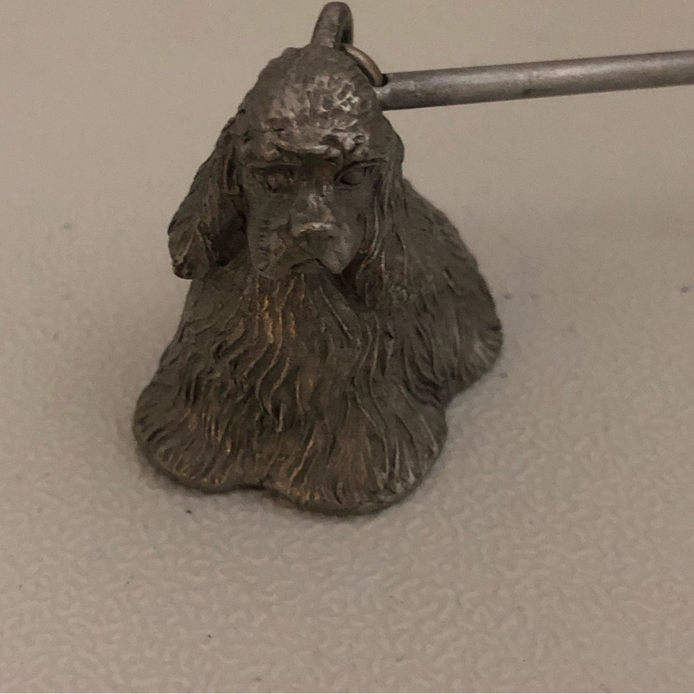 Vintage S&A Pewter Cocker Spaniel Candle Snuff Bone Handle Made In USA
